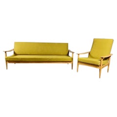 Mid Century Danish Sofa Bed & Matching Armchair Vintage Retro MCM