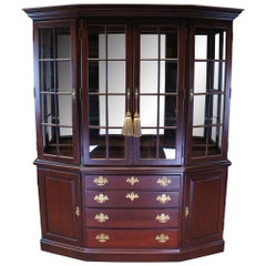 Vintage Hitchcock Colonial Cherry Illuminated China Curio Display Cabinet Hutch