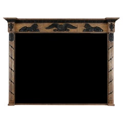 Antique Federal Regency Parcel Gilt and Ebonised Large Scale Overmantle Mirror