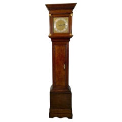 Antique 18th Century Quality Oak Brass Face Longcase Clock by Benjamin Reeves