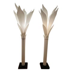 1980s Rougier Acyclic Palm Floor Lamps - a Pair