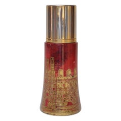 Coctelera italiana vintage de piel de cabra roja teñida y latón de Aldo Tura