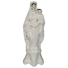 Antique Paris Porcelain Madonna and Child Statue - 1Y109