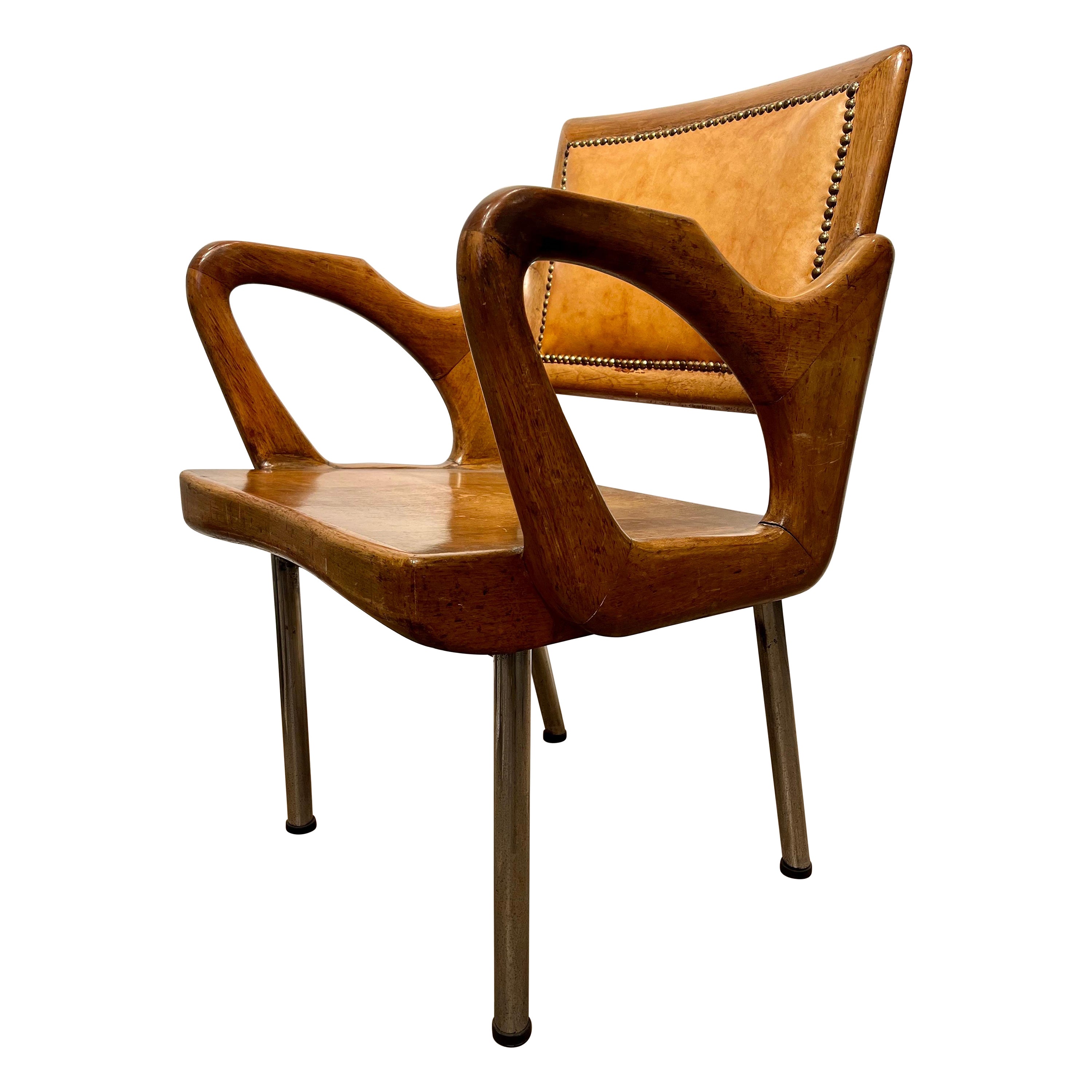 Graphic Italian Armchair, 1940s For Sale