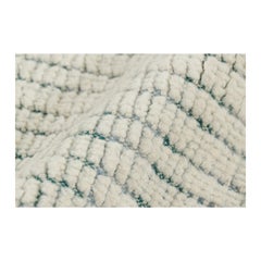 Rug & Kilim’s Modern Textural Rug in Cream & Blue with Ribbed Stripes