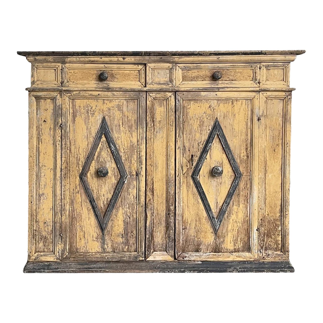 Credenza de Pino Arte Povera Italiano del Siglo XIX - Armario Toscano Antiguo Simple