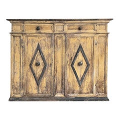 Credenza de Pino Arte Povera Italiano del Siglo XIX - Armario Toscano Antiguo Simple