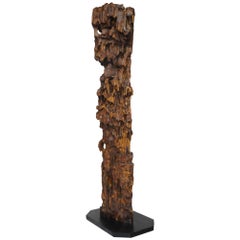Gran escultura de pie de madera de deriva vintage