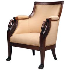 French Armchair with Carved Swan Motif 1