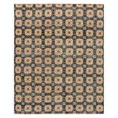 Rug & Kilim’s Khotan Style Rug in Black with Colorful Rosette Medallions