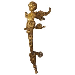 French Gilt Bronze Winged Cherub Door Handle, 20th Century