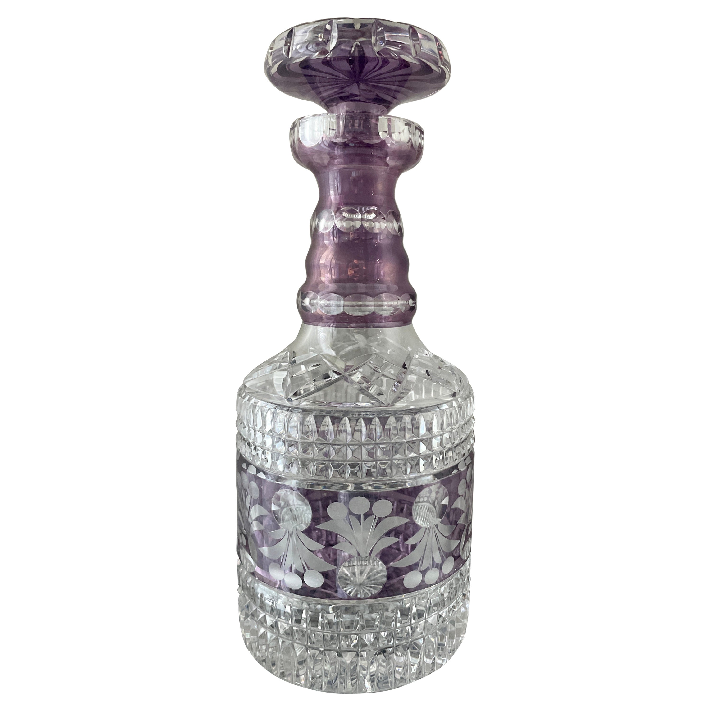 Amethyst Cut To Clear Crystal Decanter