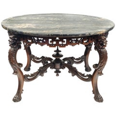 19th Century Chinese Table in the European Tradition with Marble Top