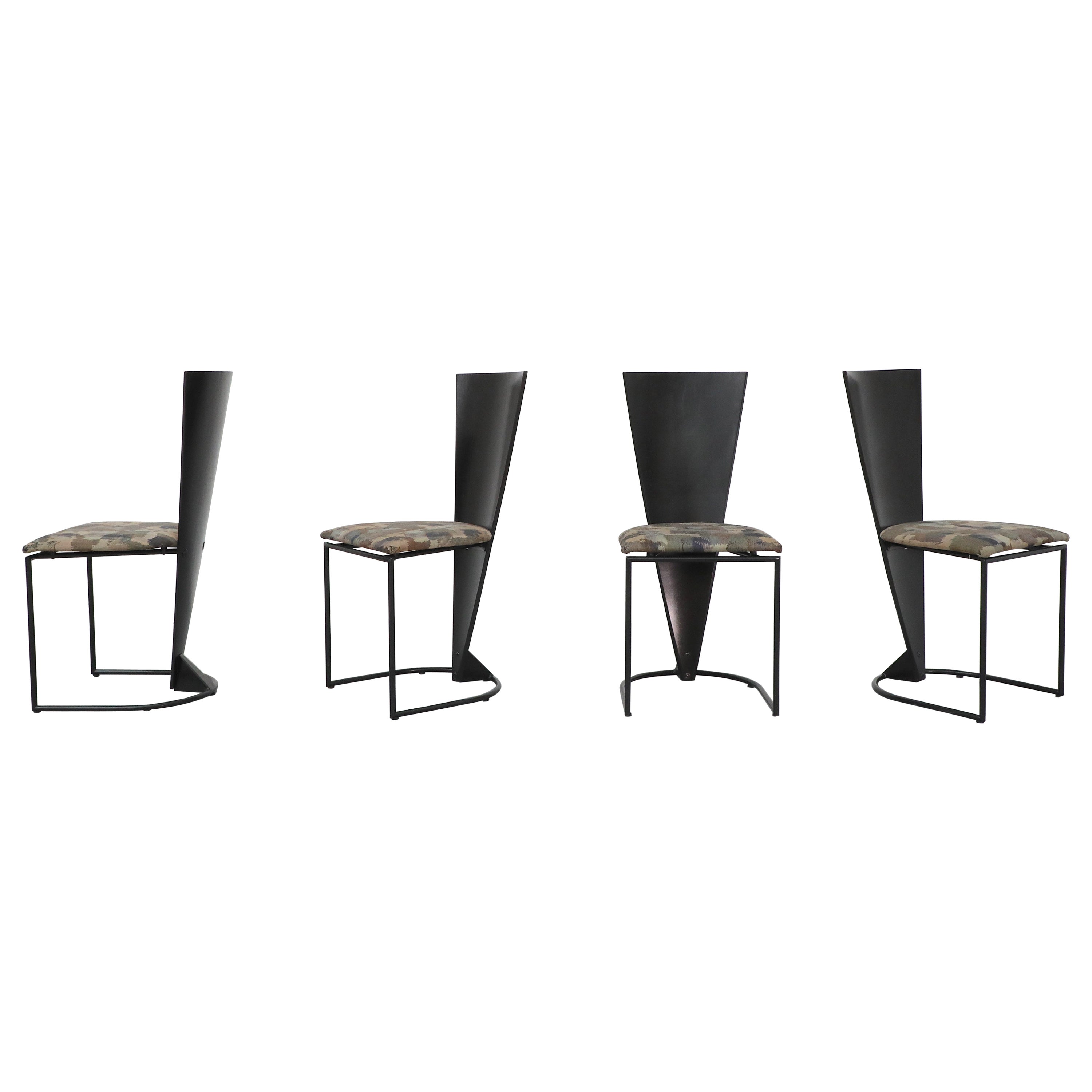 1980s Set of Four Harvink "Zino" Memphis Style Dining Chairs w/ Triangular Backs