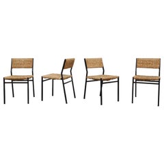 Ensemble de quatre chaises de salle à manger en rotin Se 05 de Martin Visser pour 't Spectrum, 1960