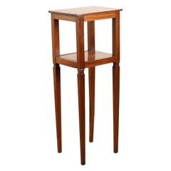 Antique Italian Early Neoclassic Walnut 2-Tier Table, Fruitwood Inlays, 18th/19th cen.