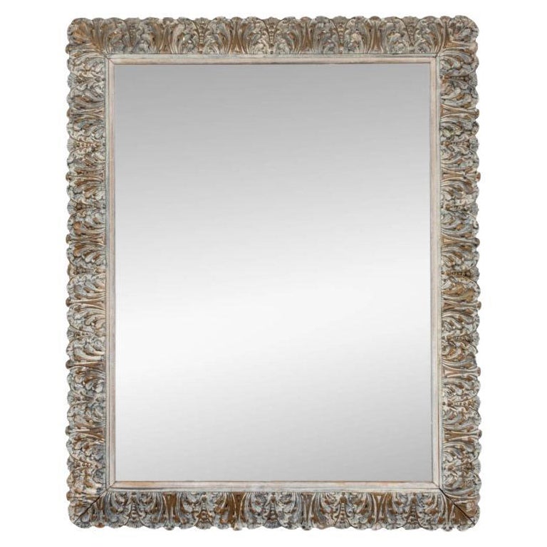 Antique Mirror neoclassico intagliato in argento dorato