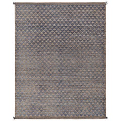 Rug & Kilim’s Moroccan Style Rug in Blue with Brown Geometric Patterns