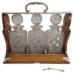 Antique English Golden Oak Tantalus