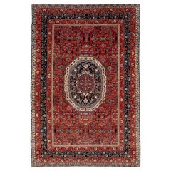 7 x 10 Antiker persischer Kashan Handgefertigter Allover-Wollteppich in Rot