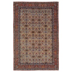 Antique Persian Tehran Handmade Wool Rug With Allover Multicolor Pattern
