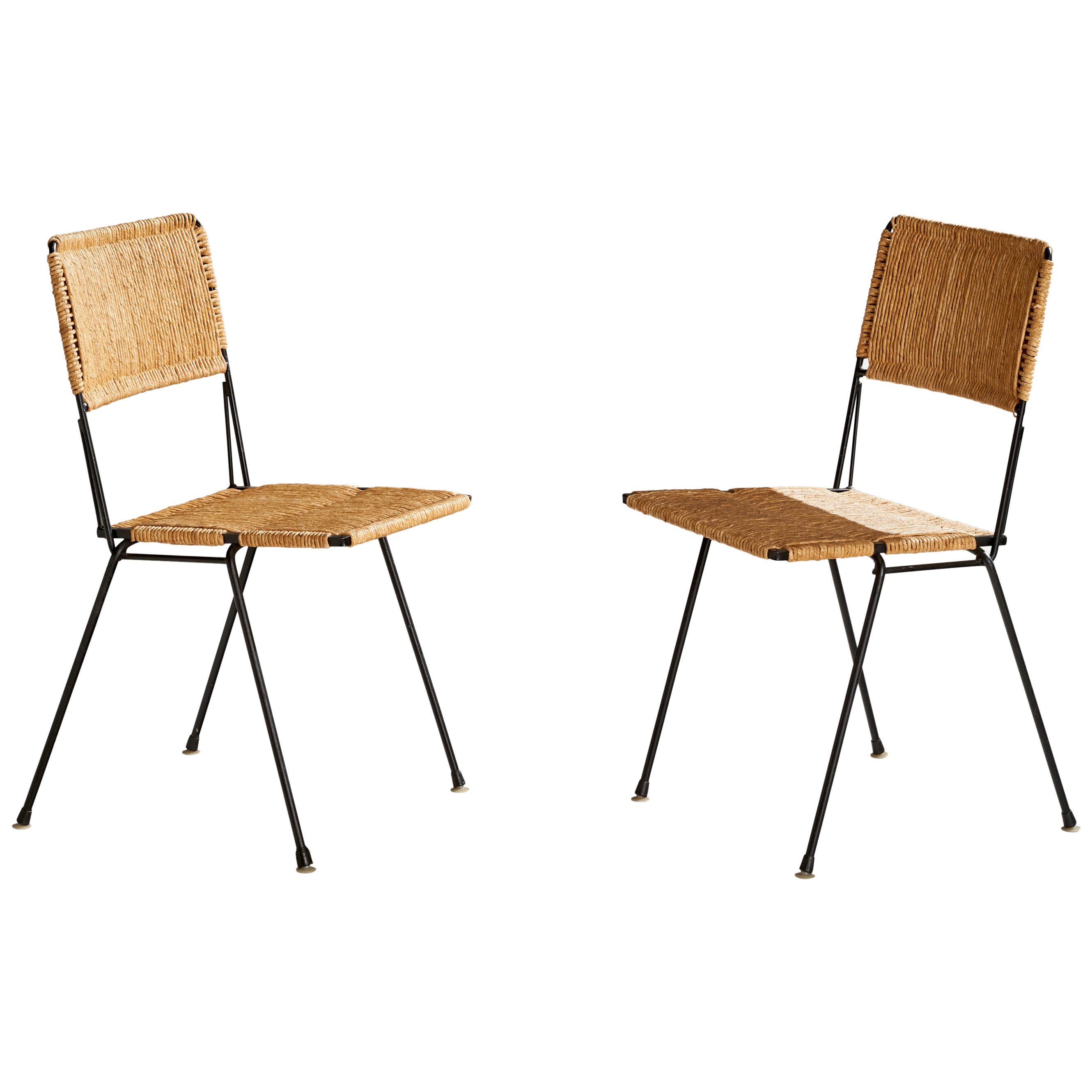 Don Ward, Side Chairs, Iron, Cord, USA, 1950s