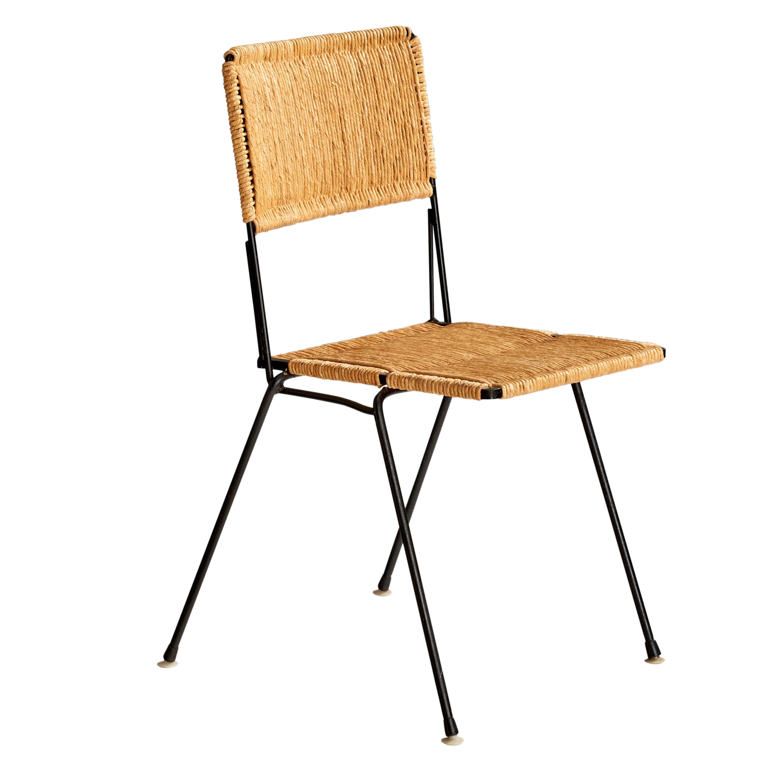 Don Ward, chaise d'appoint, fer, corde, États-Unis, années 1950