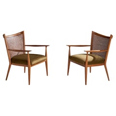 Sessel von Paul McCobb, Nussbaum, Samt, Rohr, USA, 1950er Jahre