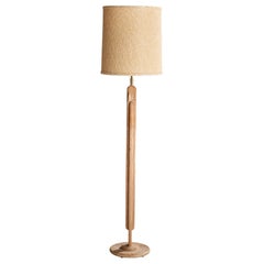 American Designer, Floor Lamp, Pine, Brass, USA, 1970s