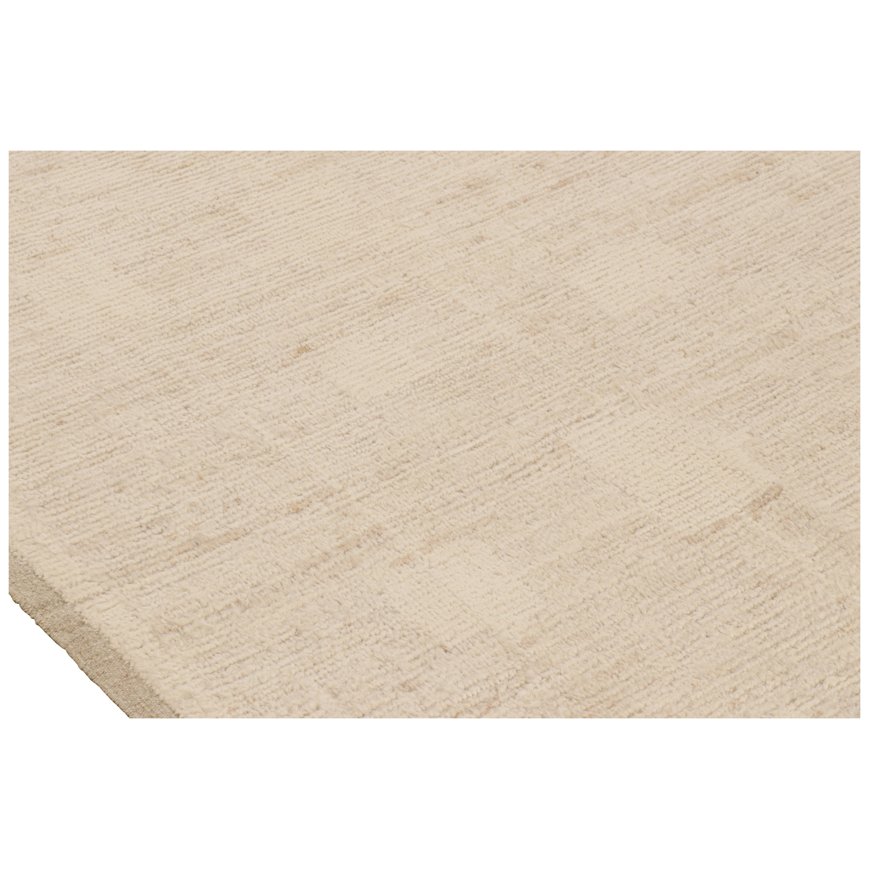 Rug & Kilim’s Modern Textural Rug in Beige and Cream with Ribbed Patterns