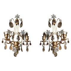 Par de Apliques Antiguos Franceses de Cristal y Bronce de Baccarat, Circa 1880.
