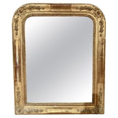 Antique French Louis Philippe Gold Leaf Mirror, Circa 1830-1850.