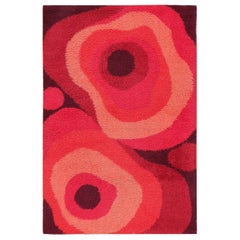 Red Vintage Scandinavian Swedish Rya Shag Rug 4' x 6'