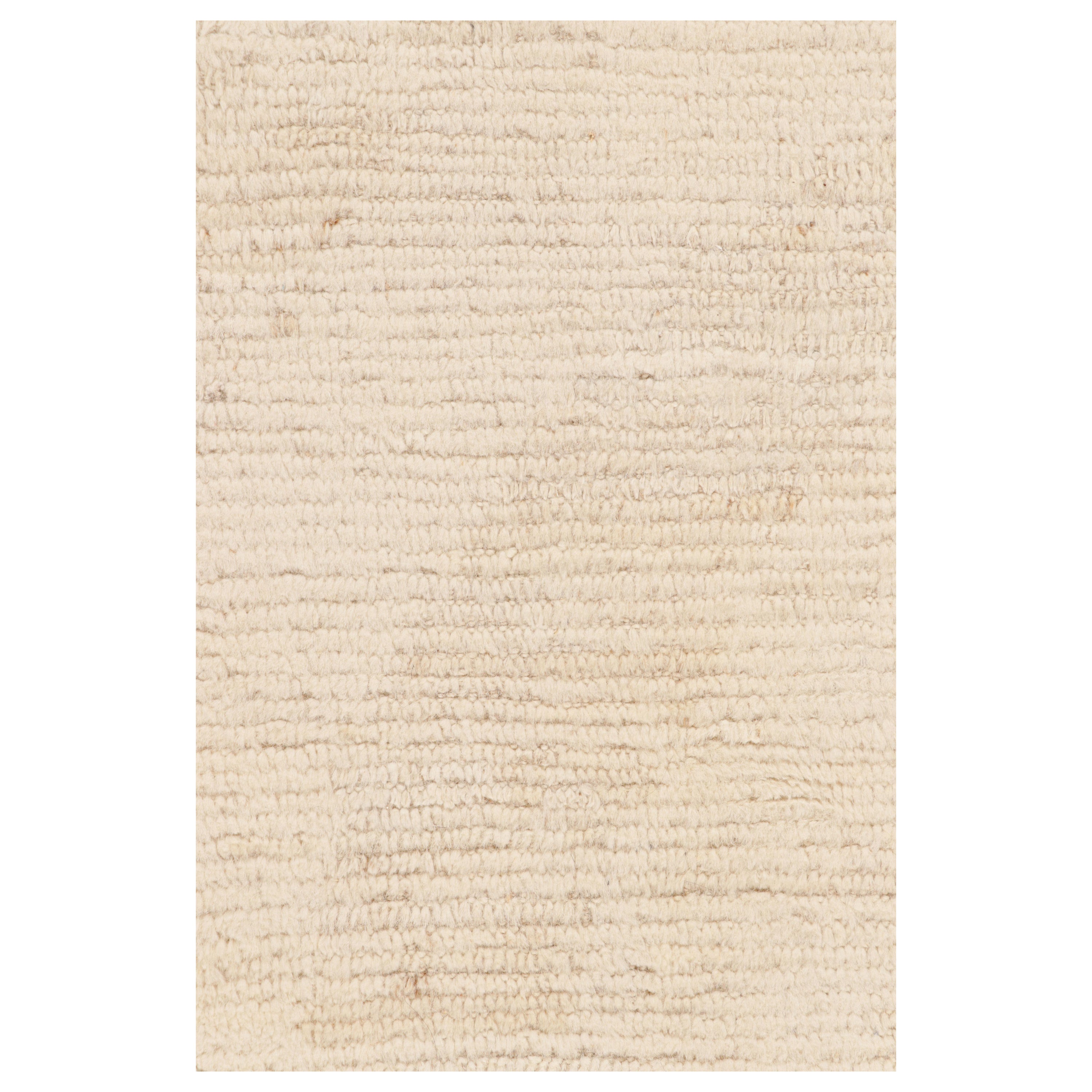 Rug & Kilim’s Modern Textural Rug in Beige and Cream with Ribbed Patterns For Sale