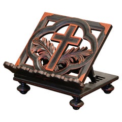 Early 20th Century French Carved Mahogany Folding Bible Book Stand