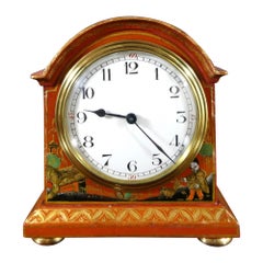 Orologio da tavolo edoardiano in miniatura con decorazioni a cineserie