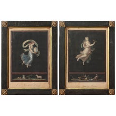 Two 19th Century Hand Colored Allegorical Prints of Night and Day