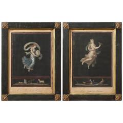 Two 19th Century Hand Colored Allegorical Prints of Night and Day 10