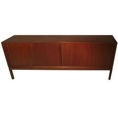 Mid-Century Danish Modern Teak Credenza with Tambour Doors Bernhard Pedersen