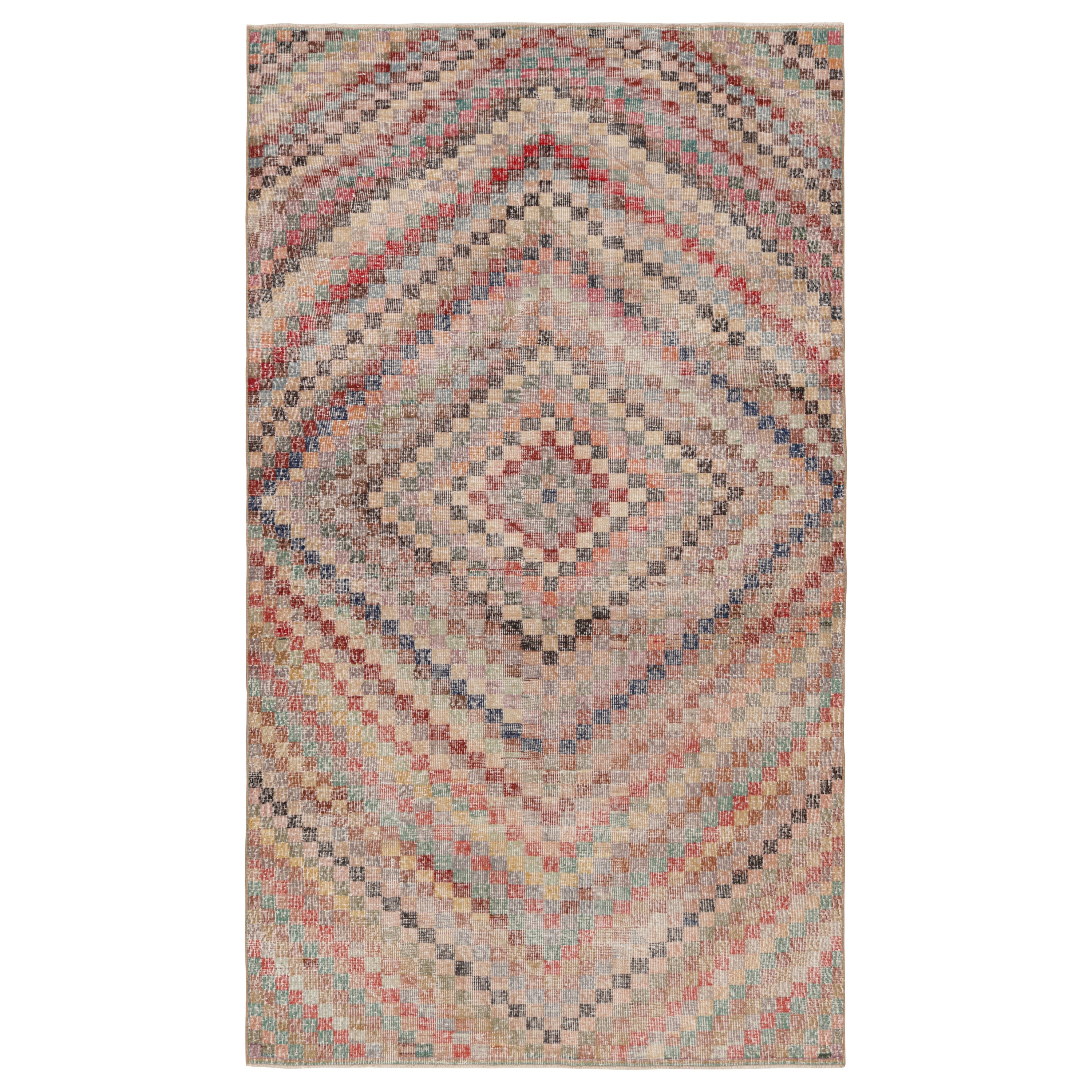 Vintage Zeki Müren Teppich in polychromem geometrischem Muster, von Rug & Kilim