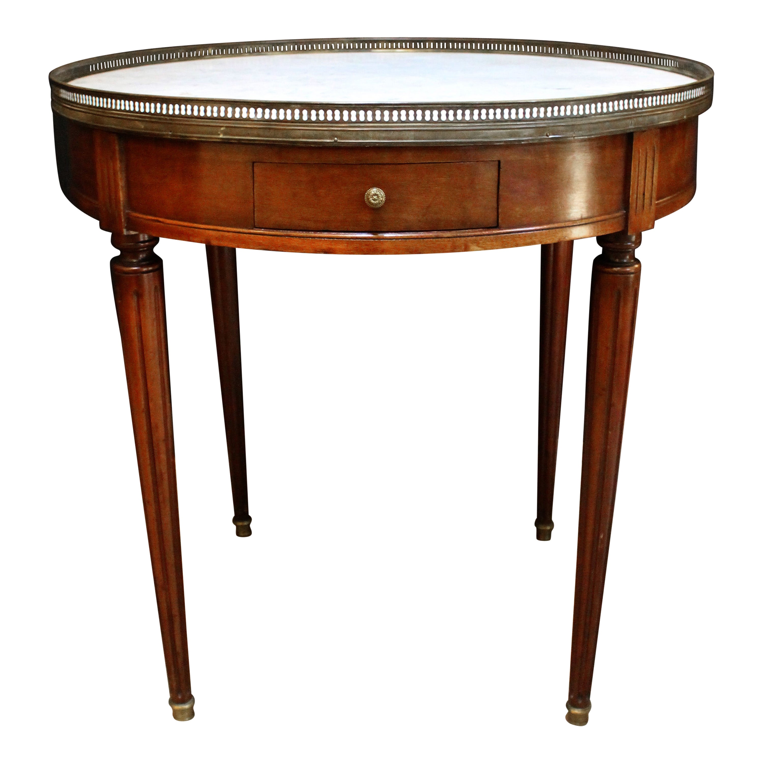 Französischer Bouillotte-Tisch mit Marmorplatte im Louis-XVI-Stil des späten 19. Jahrhunderts