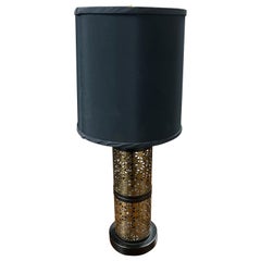 Mid-Century Pierced gold and black Metal Lamp