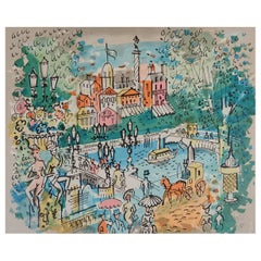 Vintage Midcentury Charles Cobelle Le Pont by Lithograph