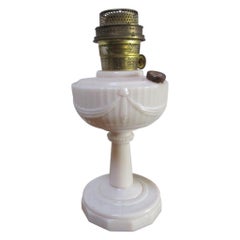 Antique Milk Glass Converted Oil Table Lamp