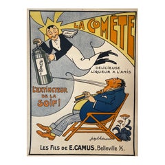 Cartel Art Déco Original Francés, 'La Comete Liquor' c. 1920
