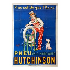Original Lithographic French Poster 'Hutchinson Tire' by Mich, Circa 1910