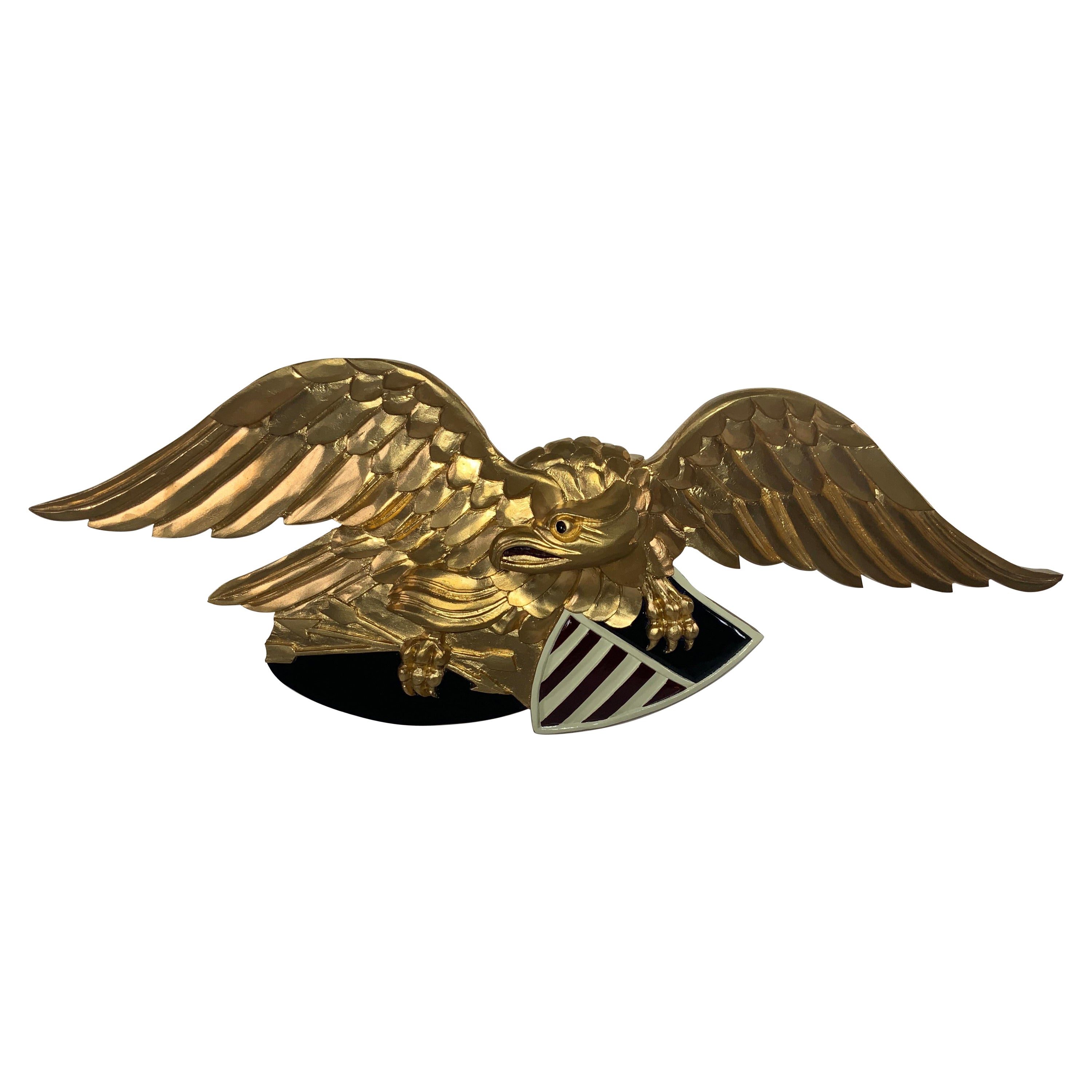 Gold Carved Wooden Eagle Great Seal "Louisburg"