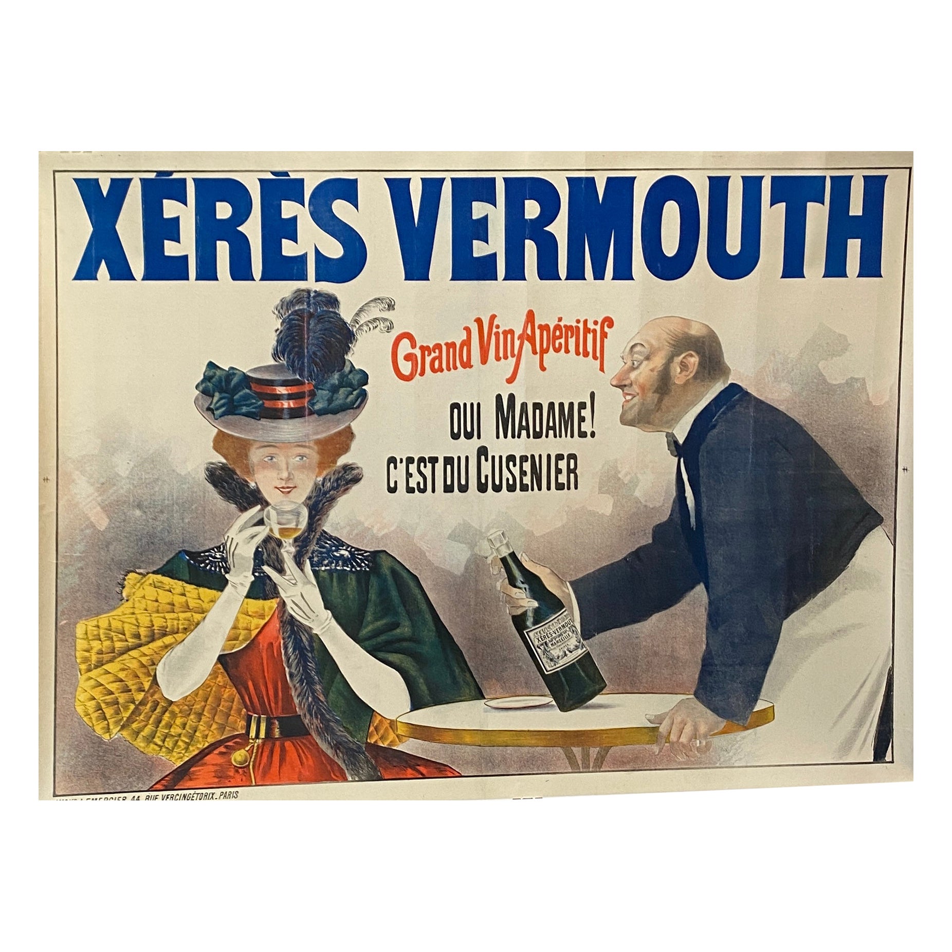 Early 20th Century French Advertising Poster, 'XERES VERMOUTH' c. 1900