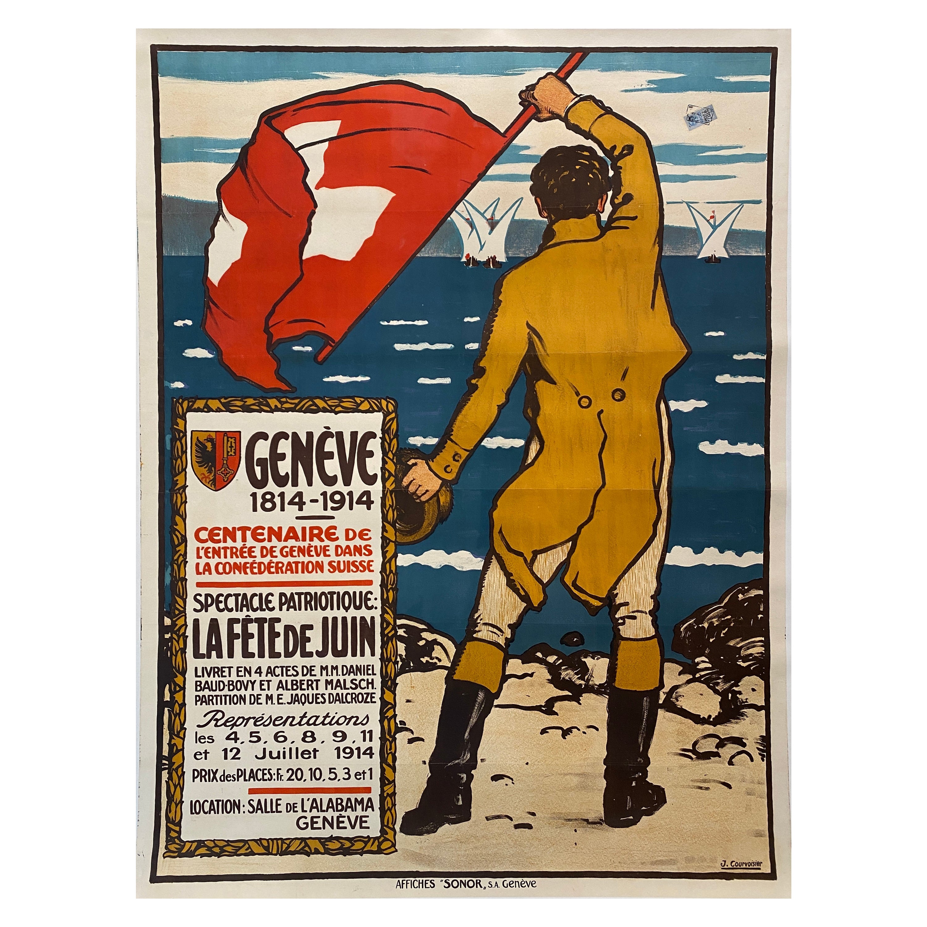 1914 Cartel original, Centenario de la entrada de Ginebra en la Confederación Helvética en venta