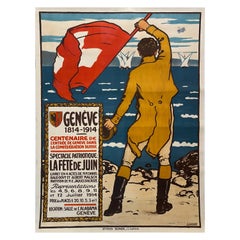 Affiche originale de 1914, centenaire de l'entrée de Geneva dans la Confédération suisse